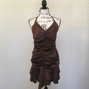 NWT Jessica Mclintock brown gathered prom dress